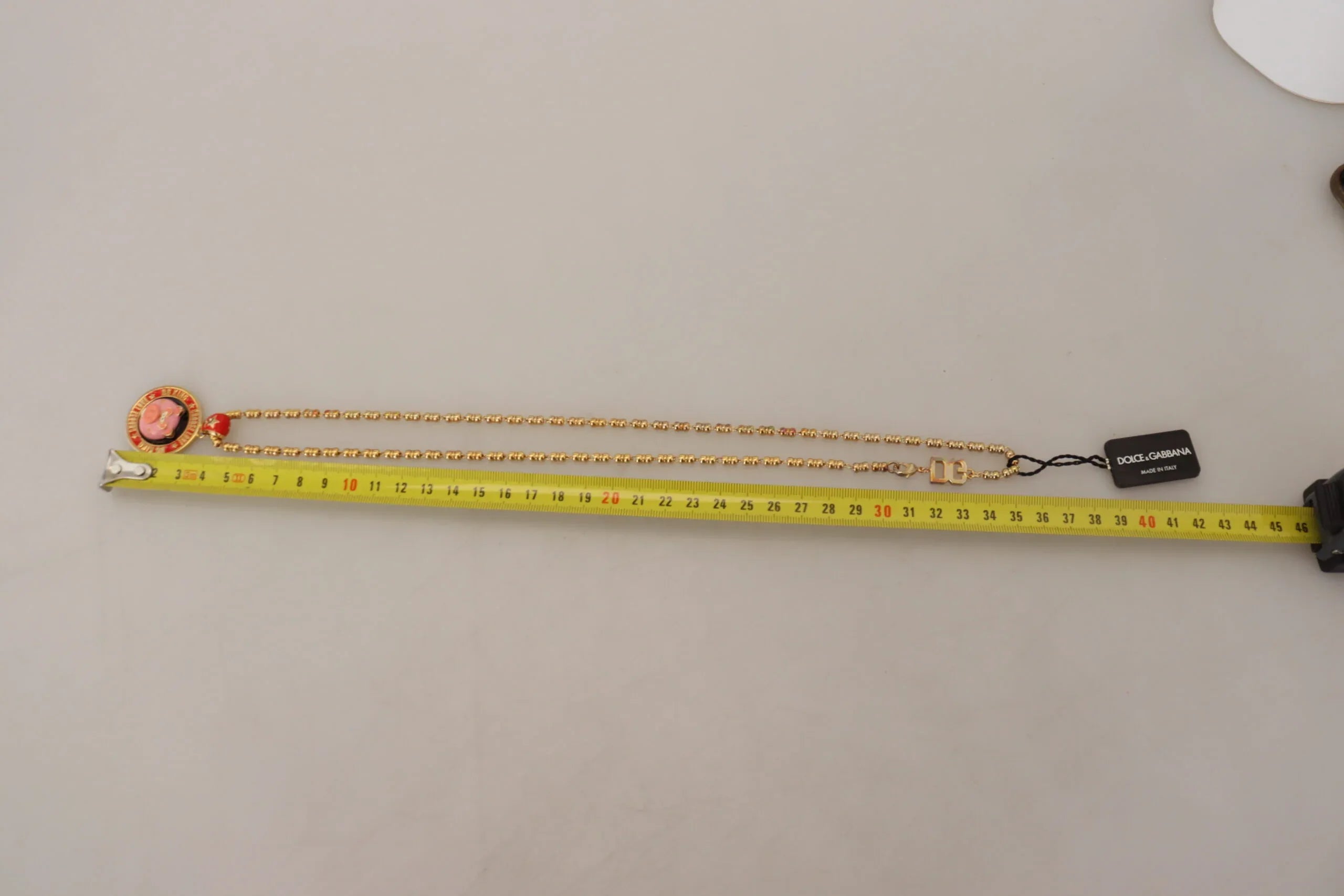 Dolce & Gabbana Gold Brass Chain SUPER PIG Pendant Logo Necklace - Zeiniez