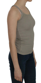 PINK MEMORIES Beige Sleeveless Spaghetti Strap Tank Blouse - Zeiniez