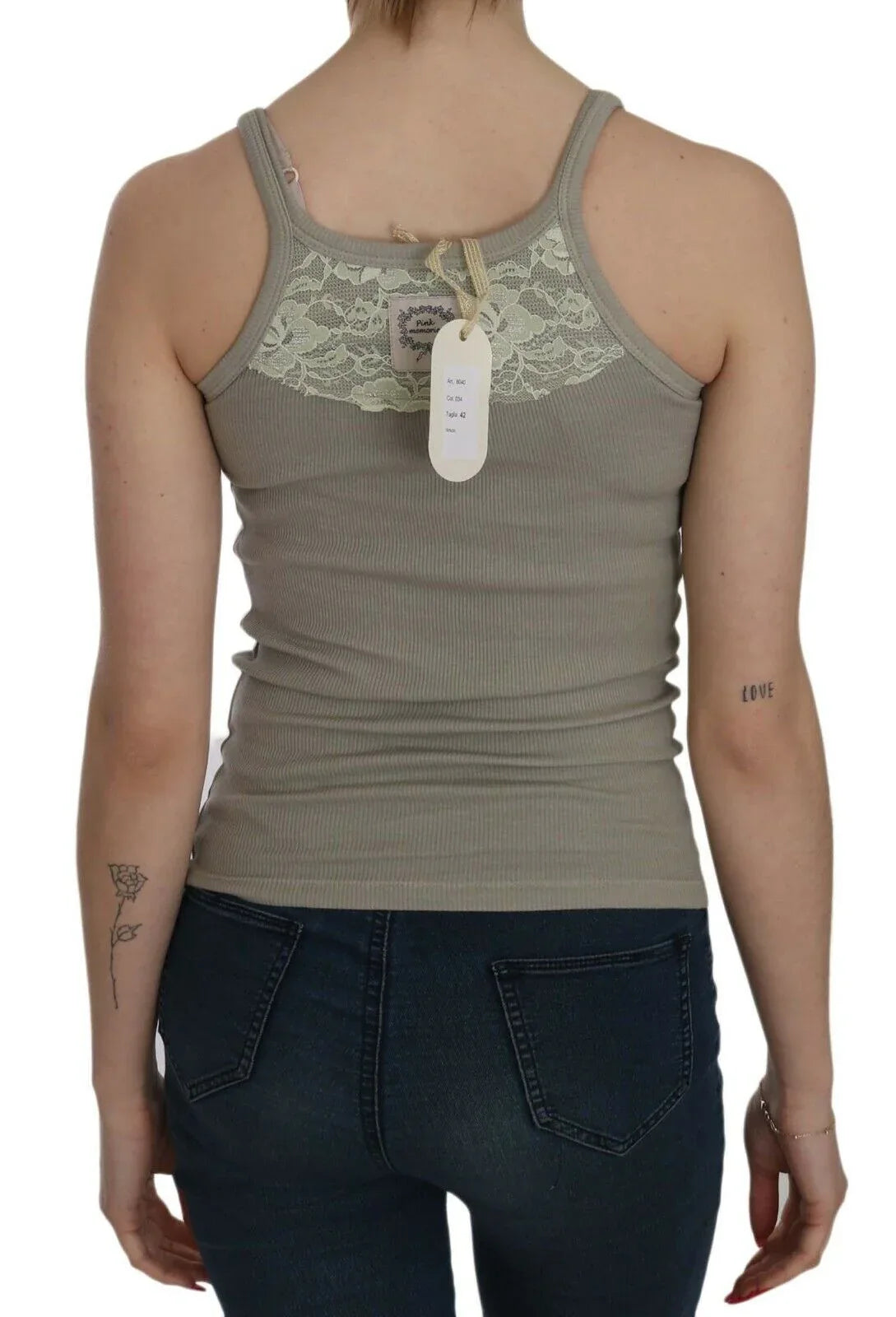 PINK MEMORIES Beige Sleeveless Spaghetti Strap Tank Blouse - Zeiniez