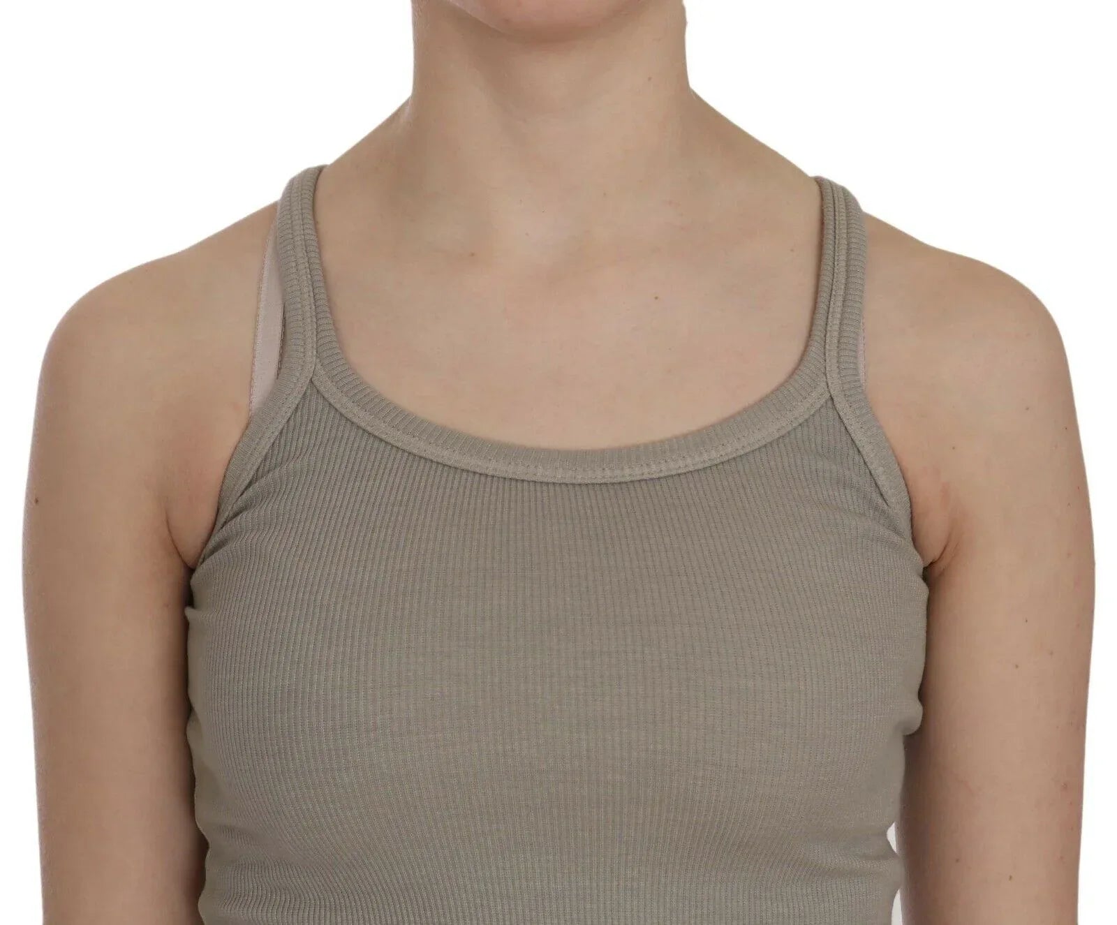 PINK MEMORIES Beige Sleeveless Spaghetti Strap Tank Blouse - Zeiniez