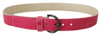 John Galliano Pink Leather Letter Logo Round Buckle Waist Belt - Zeiniez