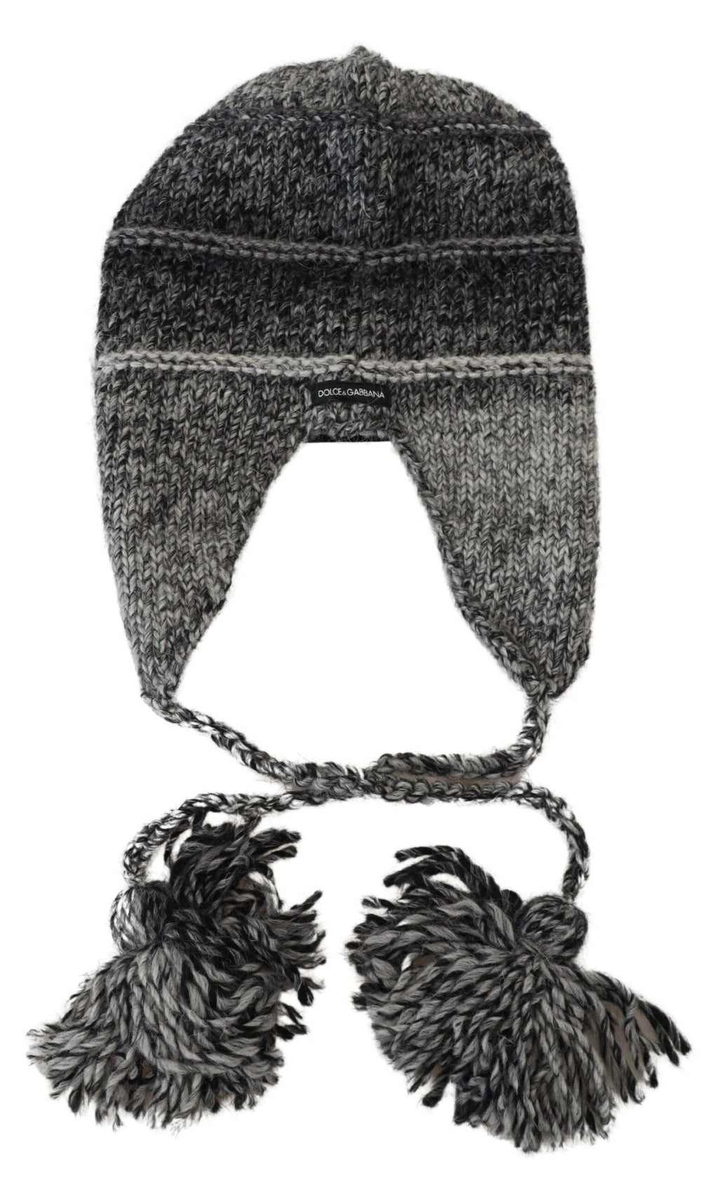 Dolce & Gabbana Gray Warm Fleece Ear Flaps Knit Beanie Hat - Zeiniez
