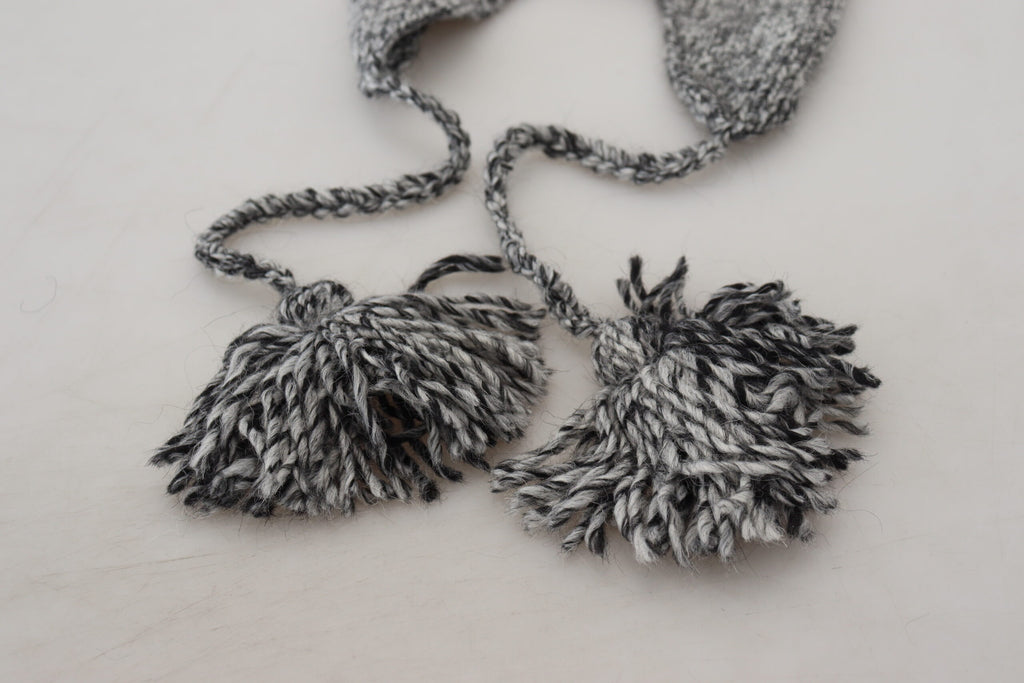 Dolce & Gabbana Gray Warm Fleece Ear Flaps Knit Beanie Hat - Zeiniez