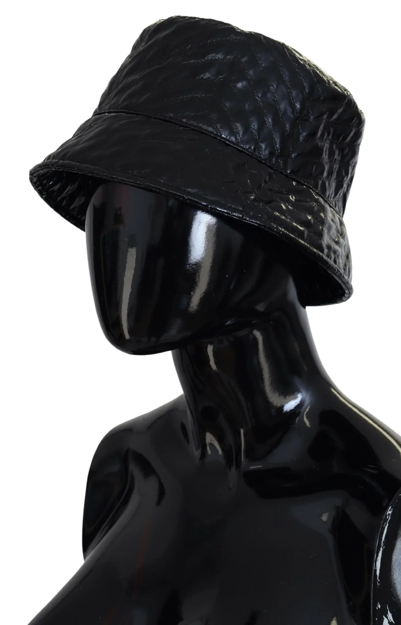 Dolce & Gabbana Black Quilted Faux Leather Women Bucket Cap Hat - Zeiniez