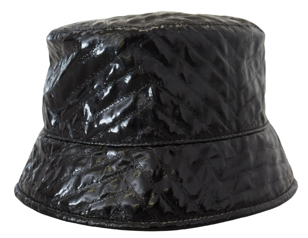 Dolce & Gabbana Black Quilted Faux Leather Women Bucket Cap Hat - Zeiniez