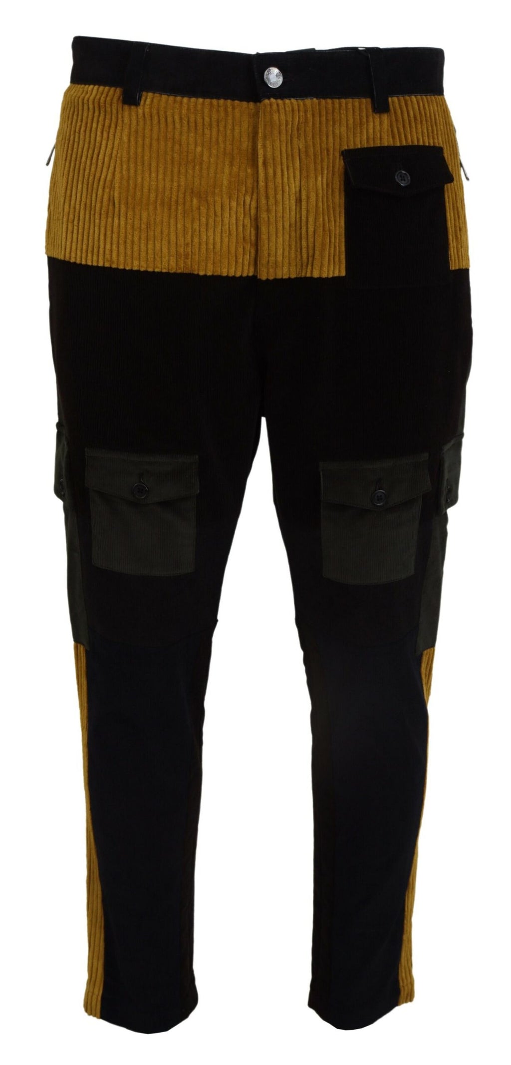 Dolce & Gabbana Black Yellow Cotton Men Pants - Zeiniez