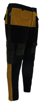 Dolce & Gabbana Black Yellow Cotton Men Pants - Zeiniez