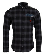 Dolce & Gabbana Black Gray Check Men Long Sleeves Shirt - Zeiniez