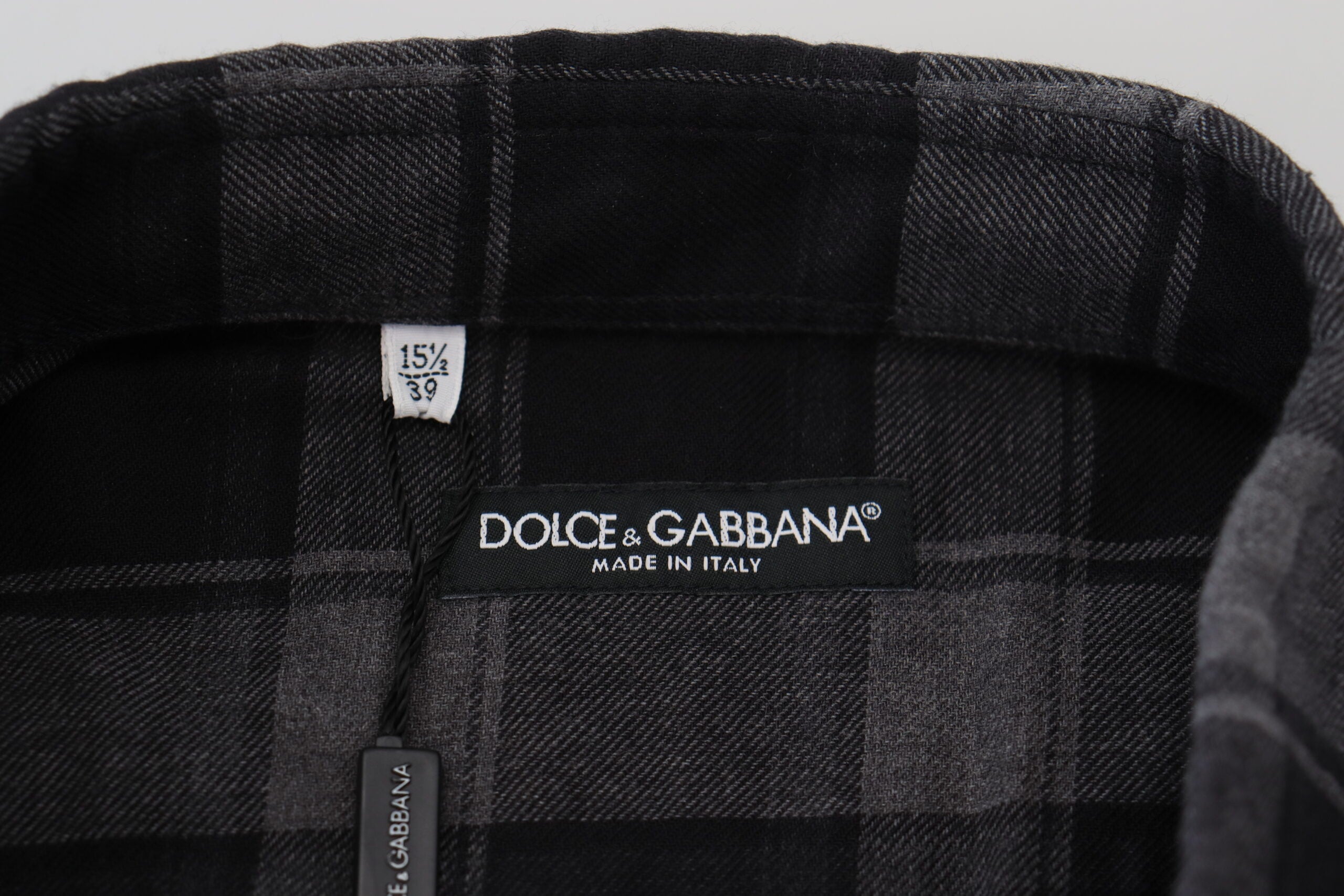Dolce & Gabbana Black Gray Check Men Long Sleeves Shirt - Zeiniez