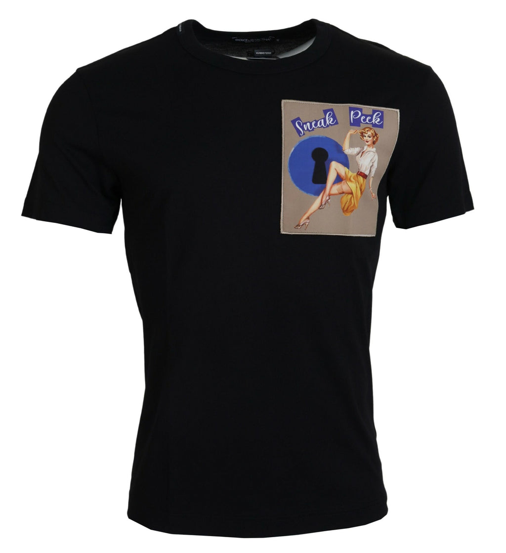 Dolce & Gabbana Black Sneak Peek Cotton Short Sleeve T-shirt - Zeiniez
