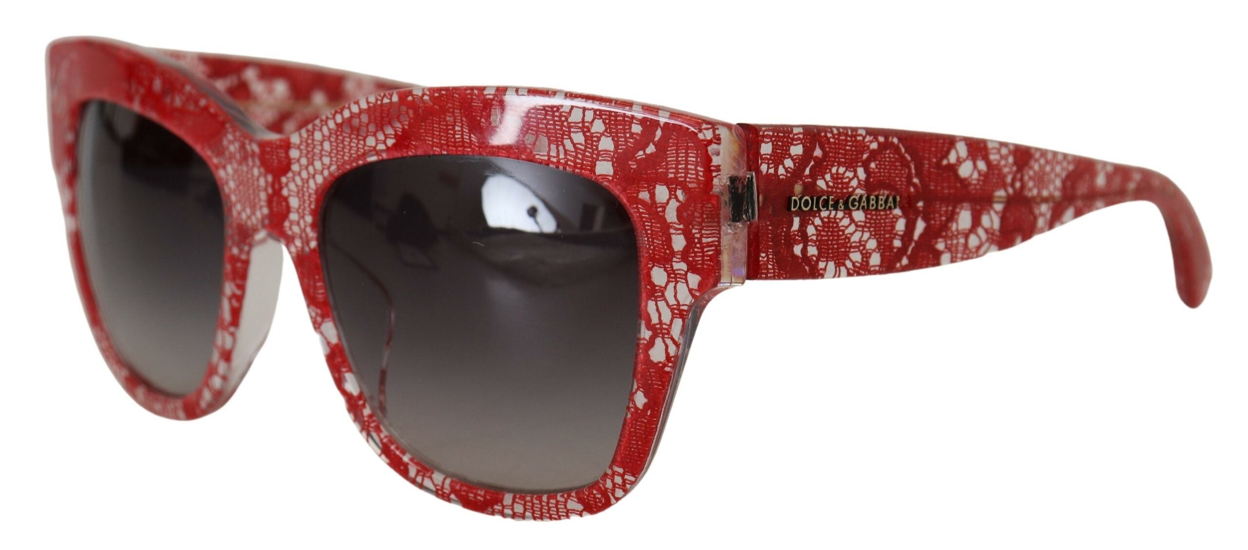 Dolce & Gabbana Red DG4231F Lace Acetate Rectangle Shades Sunglasses - Zeiniez