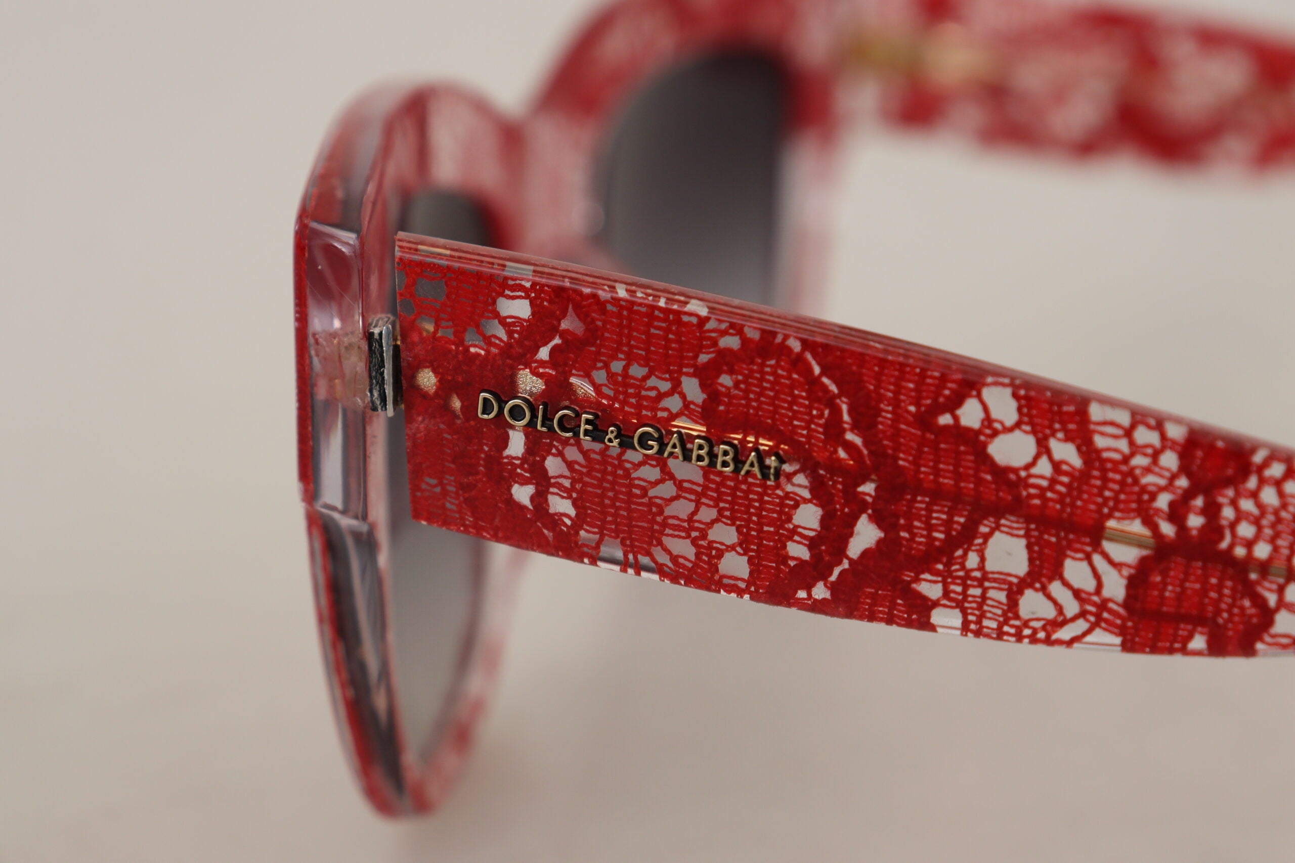 Dolce & Gabbana Red DG4231F Lace Acetate Rectangle Shades Sunglasses - Zeiniez