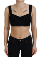 Dolce & Gabbana Black Leopard Cropped Bustier Corset Bra Top - Zeiniez