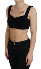 Dolce & Gabbana Black Leopard Cropped Bustier Corset Bra Top - Zeiniez