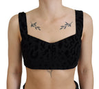 Dolce & Gabbana Black Leopard Cropped Bustier Corset Bra Top - Zeiniez