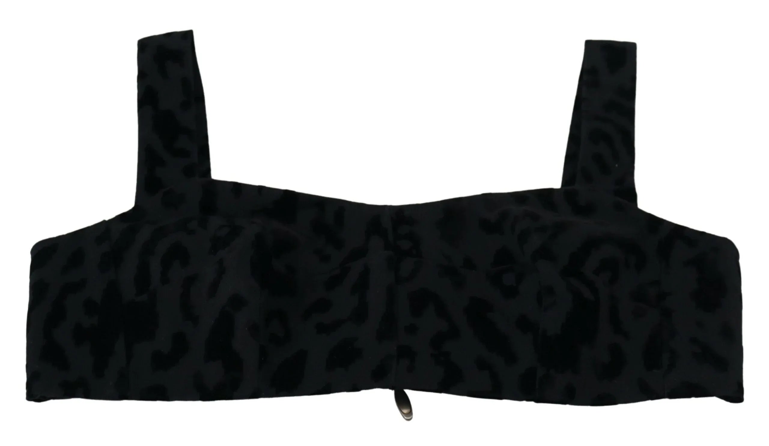 Dolce & Gabbana Black Leopard Cropped Bustier Corset Bra Top - Zeiniez