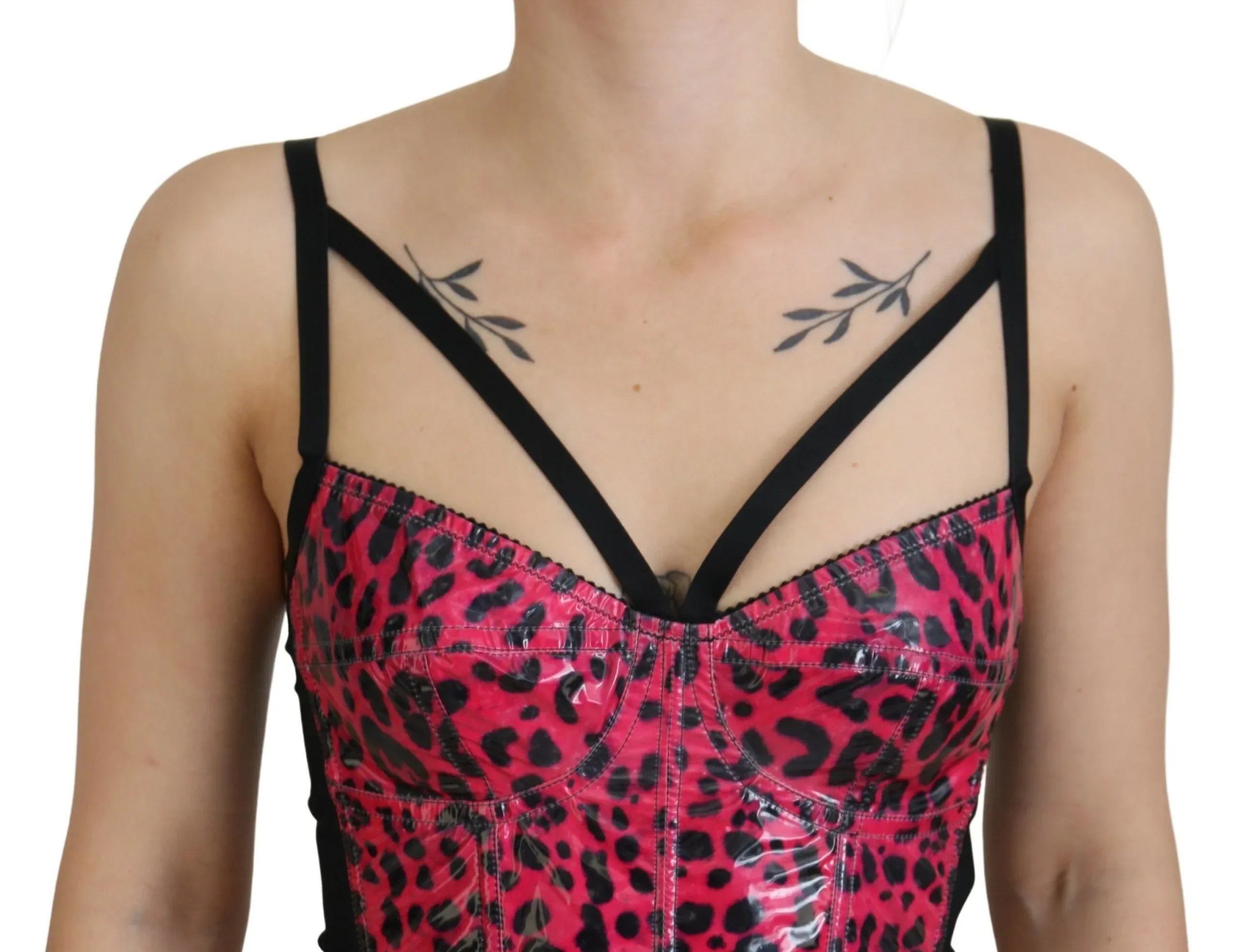 Dolce & Gabbana Pink Leopard Print Cropped Bustier Corset Top - Zeiniez