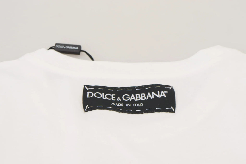Dolce & Gabbana T-shirt Top White Textured Short Sleeve - Zeiniez