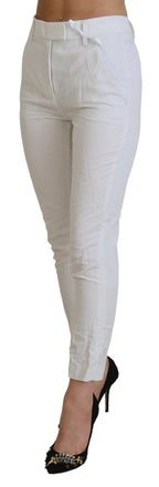 Dondup White High Waist Tapered Women Pants - Zeiniez