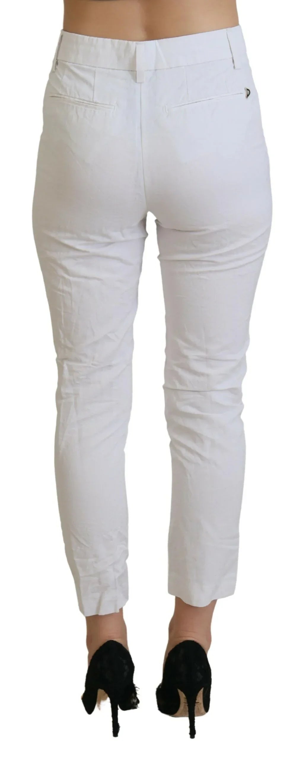 Dondup White High Waist Tapered Women Pants - Zeiniez
