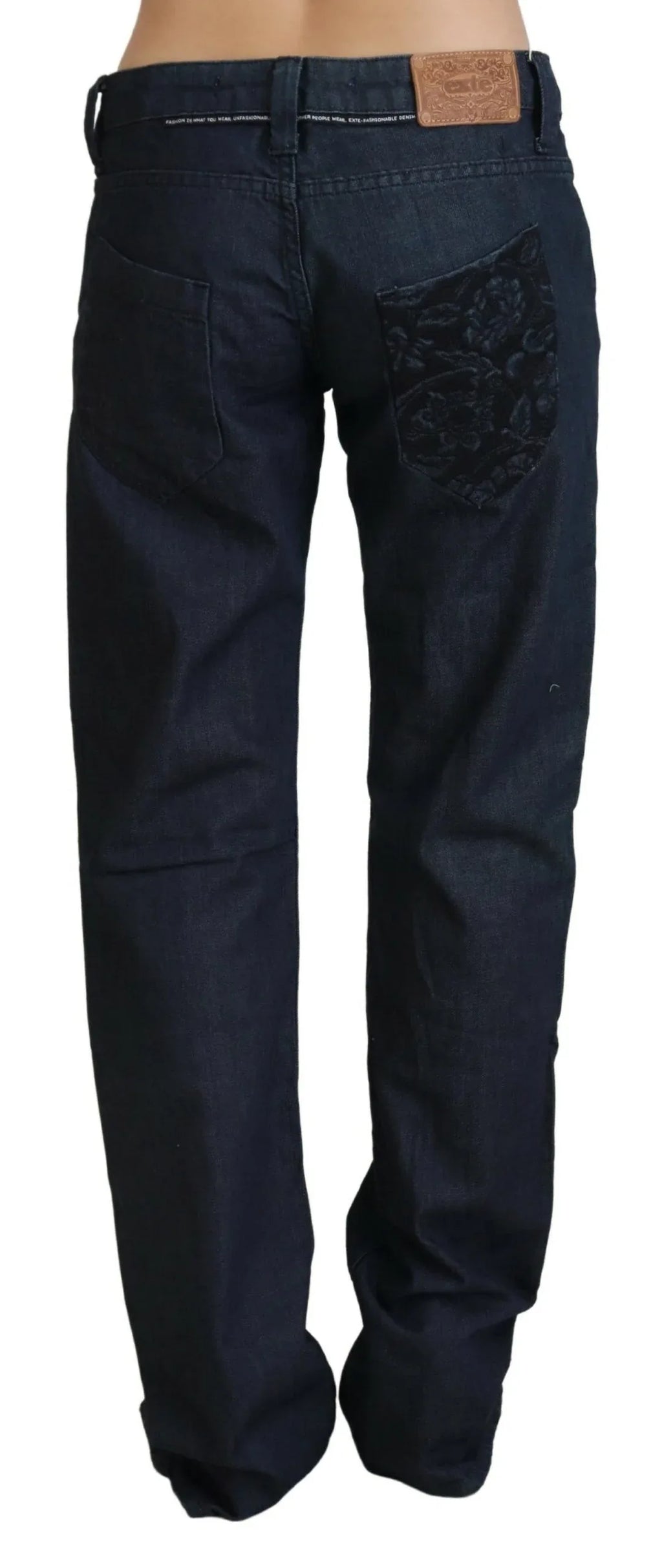 Exte Dark Blue Low Waist Straight Fit Women Denim Jeans - Zeiniez