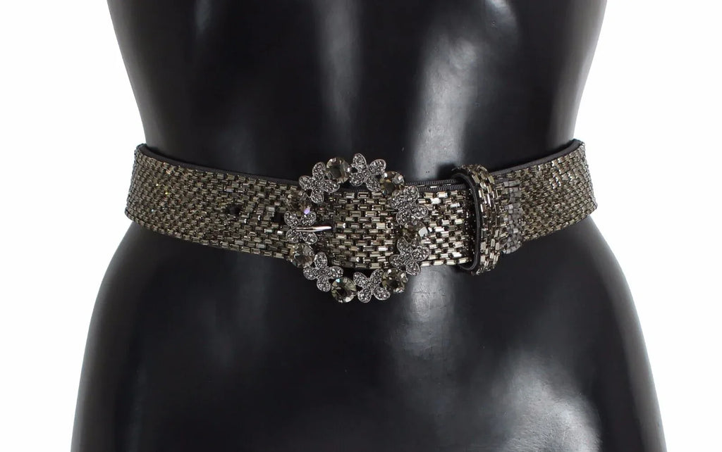 Dolce & Gabbana Multicolor Wide Crystal Buckle Sequined Belt - Zeiniez