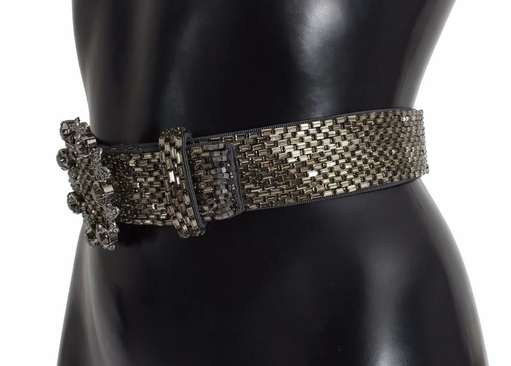 Dolce & Gabbana Multicolor Wide Crystal Buckle Sequined Belt - Zeiniez