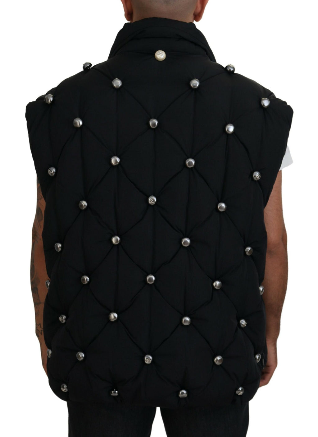 Dolce & Gabbana Black Sleeveless DG Metal Embellishment Jacket - Zeiniez