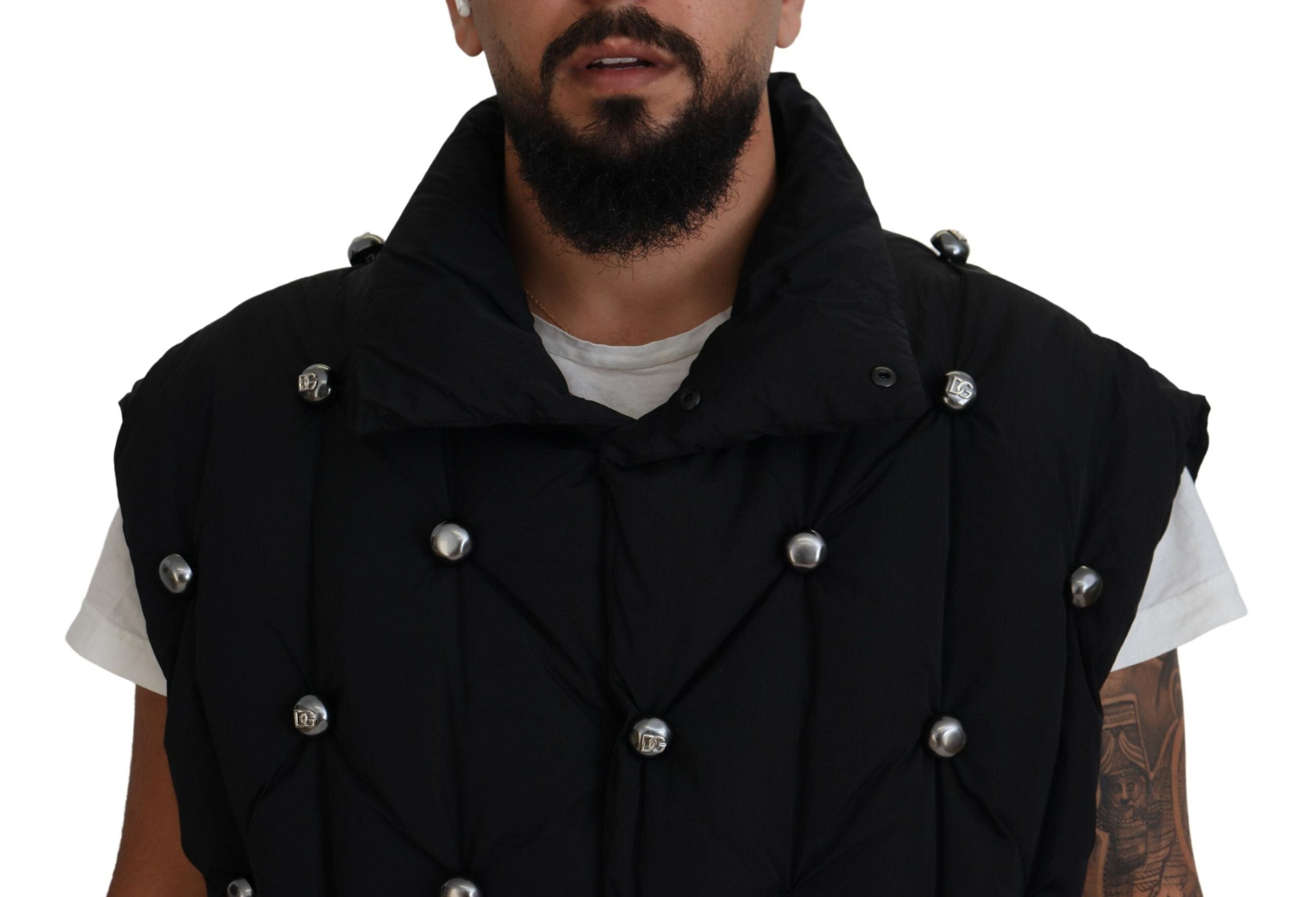 Dolce & Gabbana Black Sleeveless DG Metal Embellishment Jacket - Zeiniez