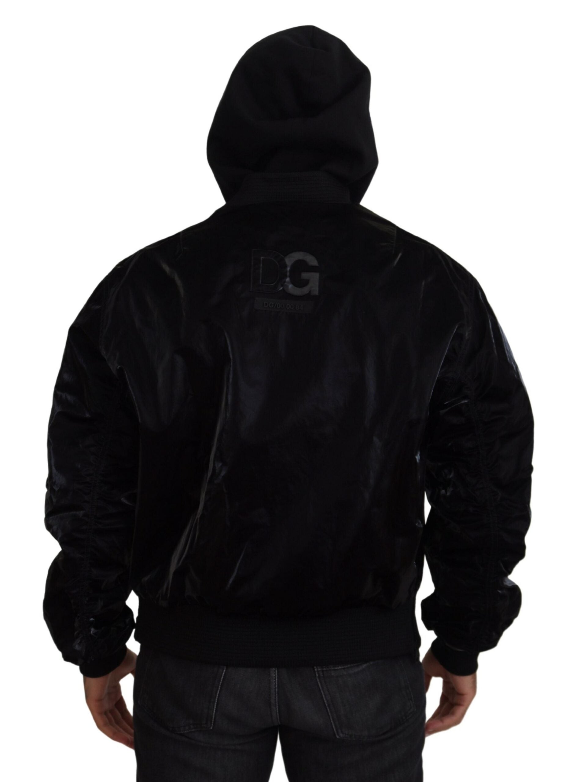 Dolce & Gabbana Black Nylon Hooded Full Zip Bomber Jacket - Zeiniez