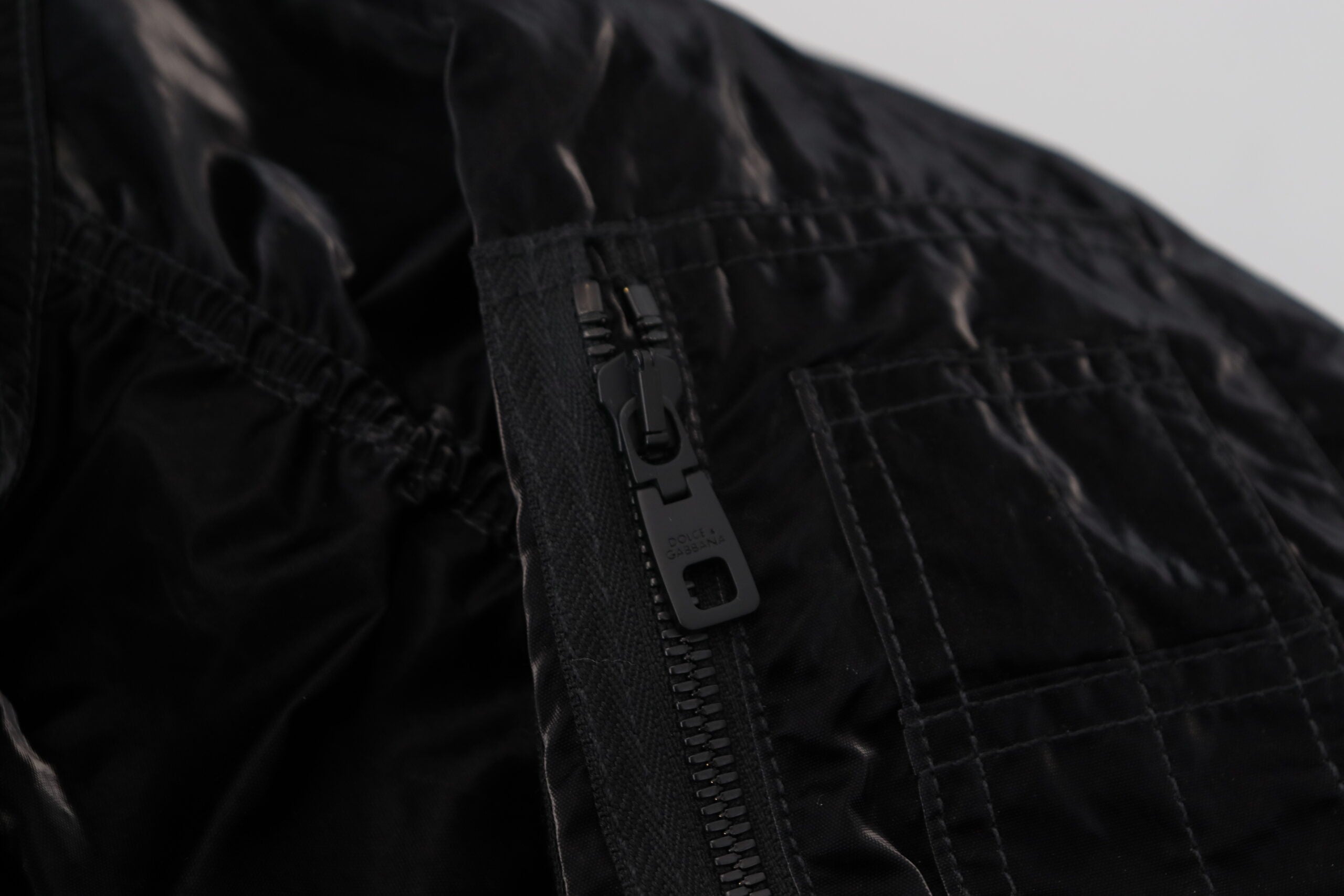 Dolce & Gabbana Black Nylon Hooded Full Zip Bomber Jacket - Zeiniez