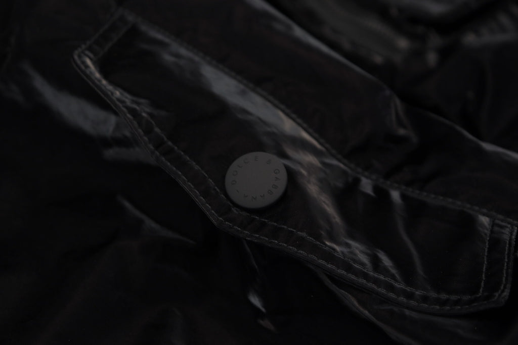 Dolce & Gabbana Black Nylon Hooded Full Zip Bomber Jacket - Zeiniez