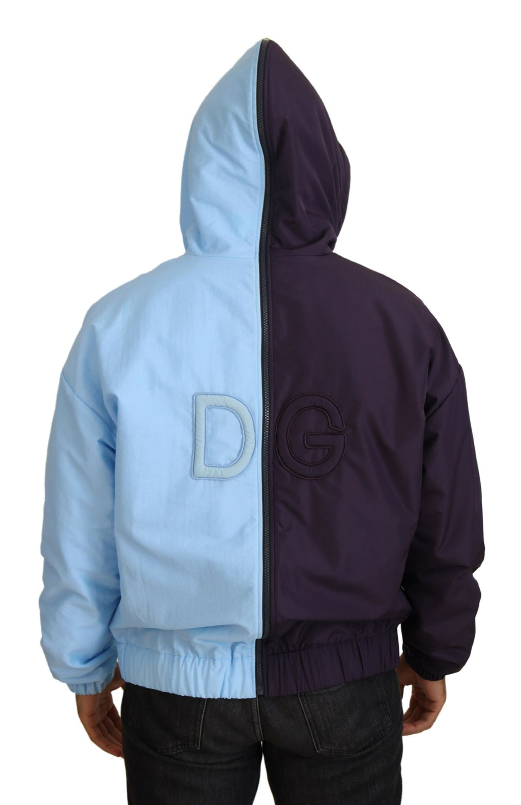 Dolce & Gabbana Black Blue DG Hooded Full Zip Men Jacket - Zeiniez