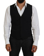 Dolce & Gabbana Black Virgin Wool Waistcoat Formal Vest - Zeiniez