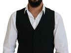 Dolce & Gabbana Black Virgin Wool Waistcoat Formal Vest - Zeiniez