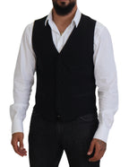 Dolce & Gabbana Black Virgin Wool Waistcoat Formal Vest - Zeiniez