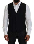 Dolce & Gabbana Black Virgin Wool Waistcoat Formal Vest - Zeiniez