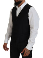 Dolce & Gabbana Black Virgin Wool Waistcoat Formal Vest - Zeiniez