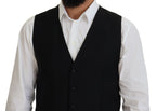 Dolce & Gabbana Black Virgin Wool Waistcoat Formal Vest - Zeiniez