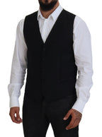Dolce & Gabbana Black Virgin Wool Waistcoat Formal Vest - Zeiniez