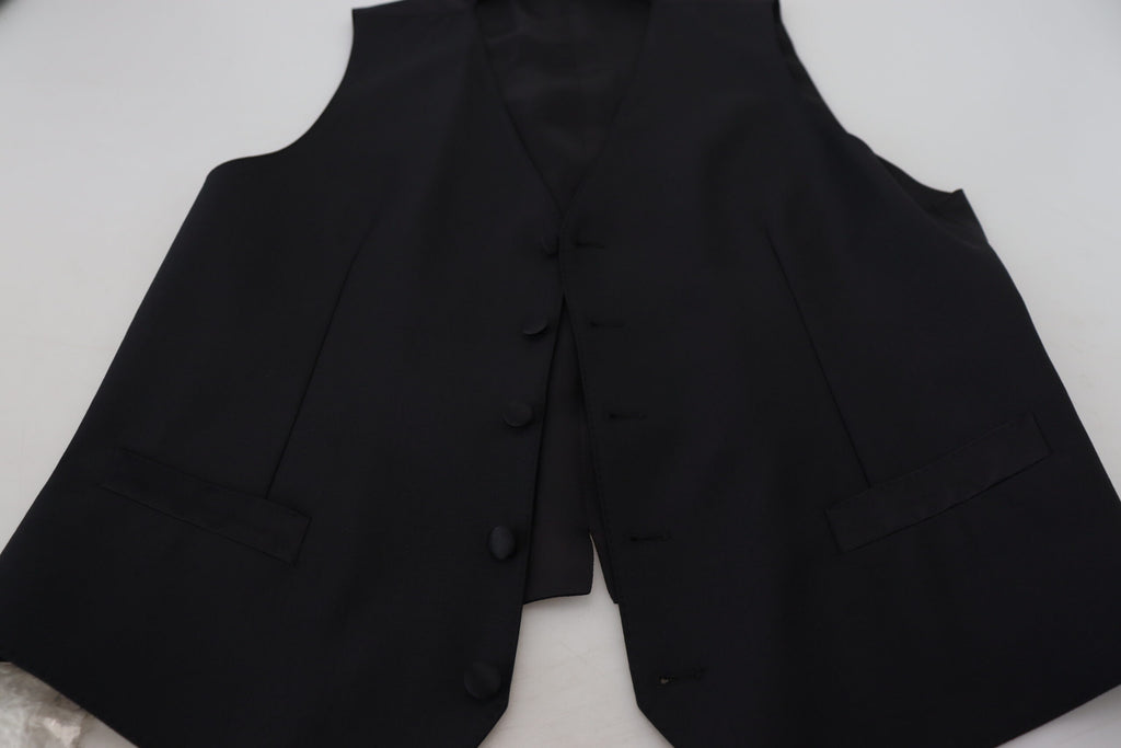 Dolce & Gabbana Black Virgin Wool Waistcoat Formal Vest - Zeiniez
