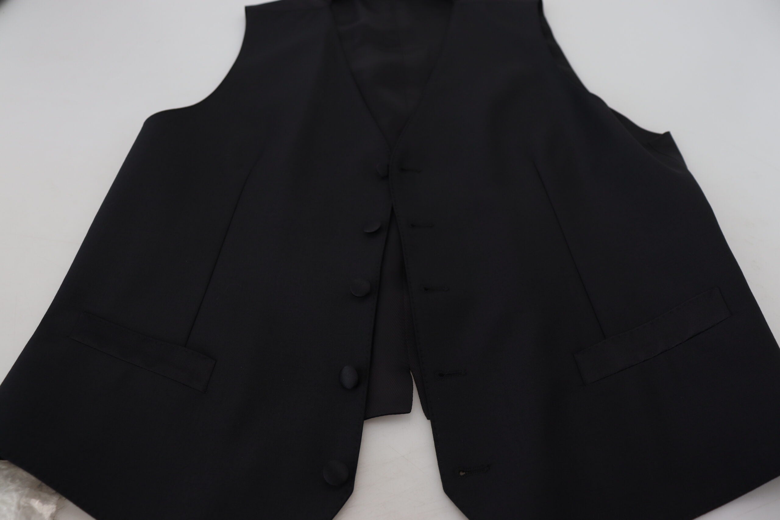 Dolce & Gabbana Black Virgin Wool Waistcoat Formal Vest - Zeiniez