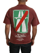 Dolce & Gabbana Maroon Print Round Neck Short Sleeves T-shirt - Zeiniez