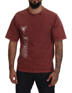 Dolce & Gabbana Maroon Print Round Neck Short Sleeves T-shirt - Zeiniez