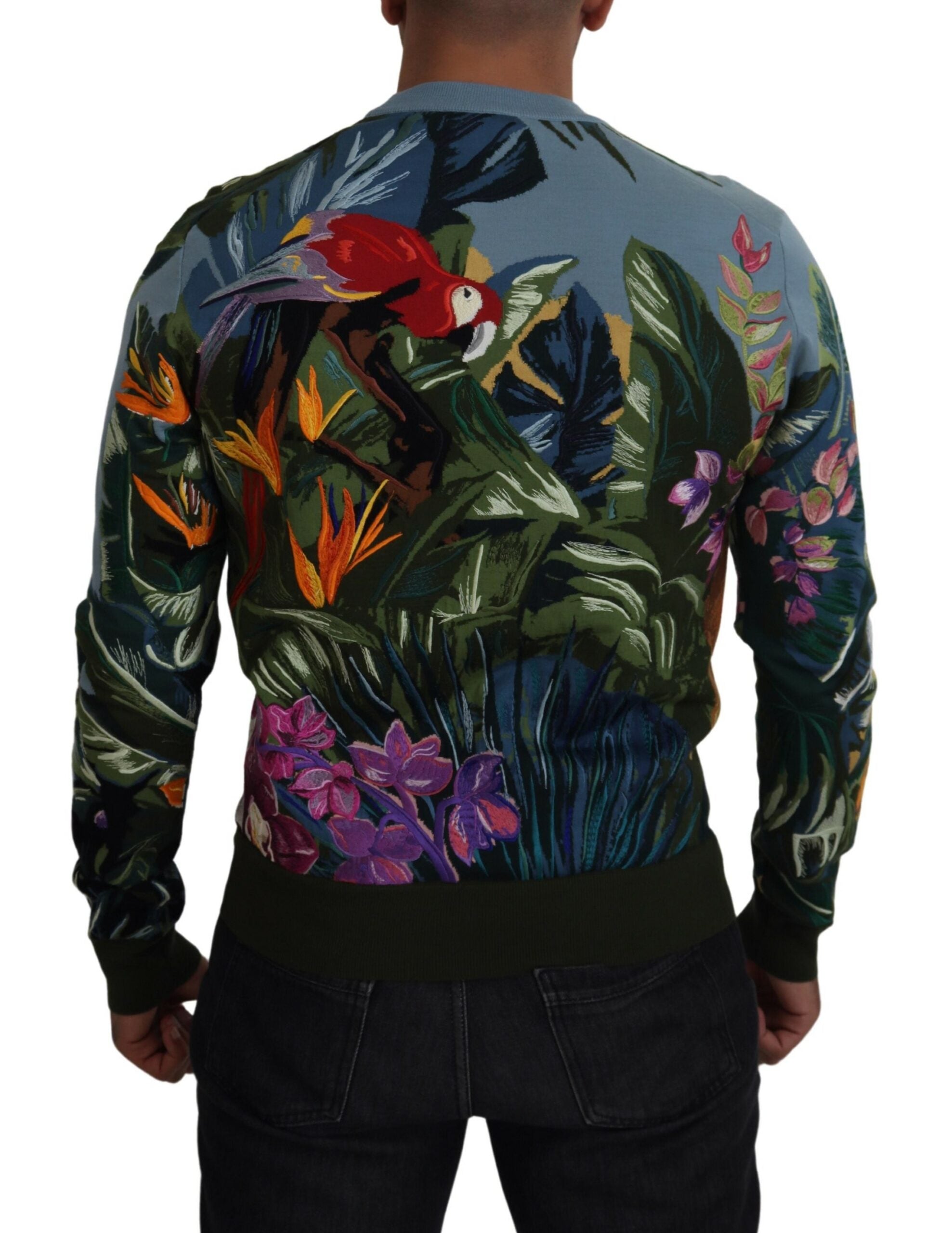 Dolce & Gabbana Multicolor Jungle Wool Pullover Logo Sweater - Zeiniez
