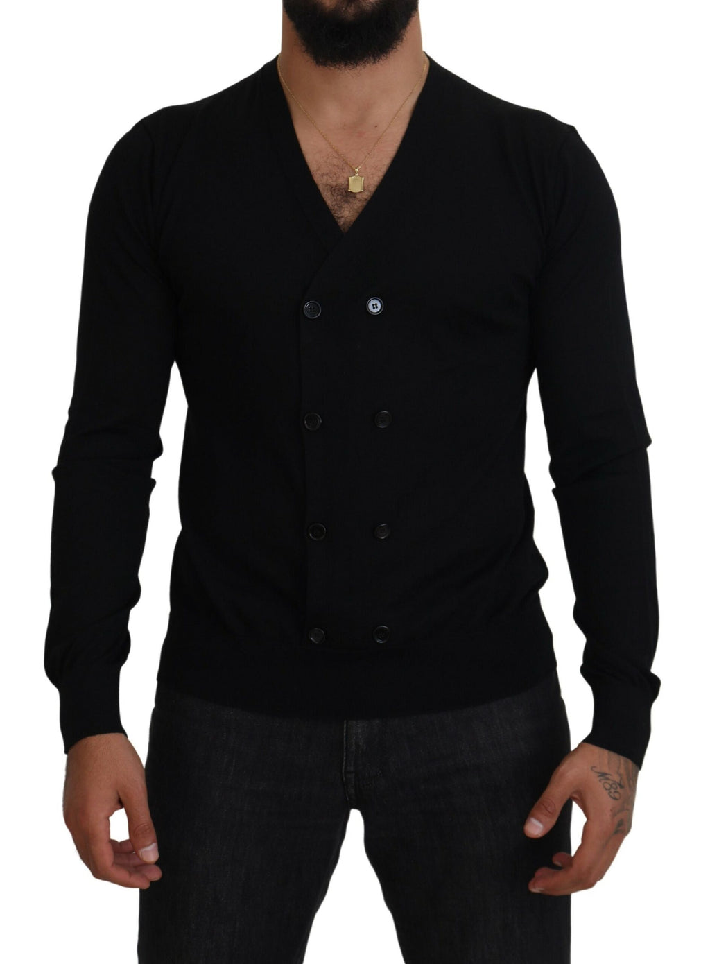 Dolce & Gabbana Black Cashmere Button Down Cardigan Sweater - Zeiniez