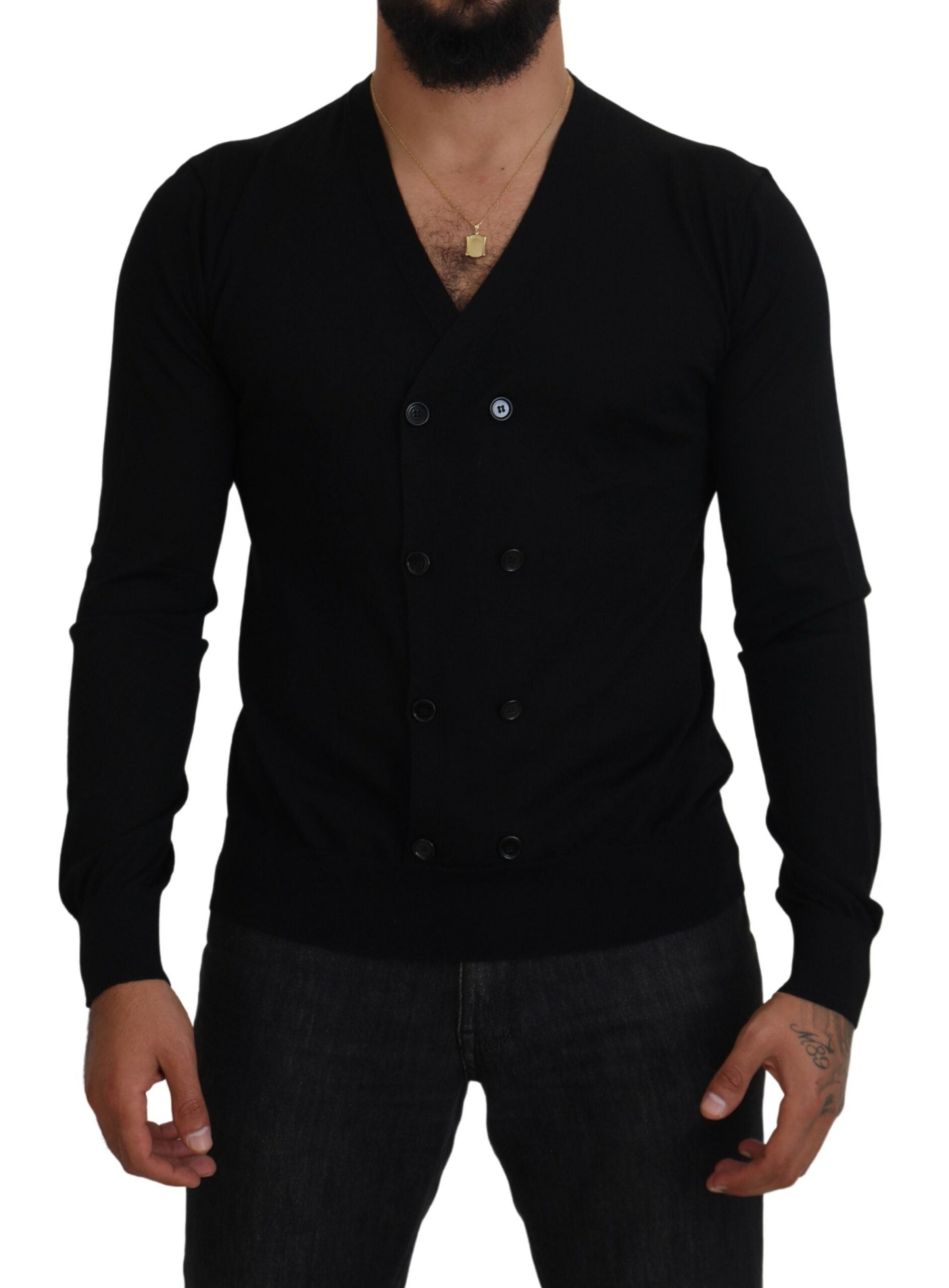 Dolce & Gabbana Black Cashmere Button Down Cardigan Sweater - Zeiniez