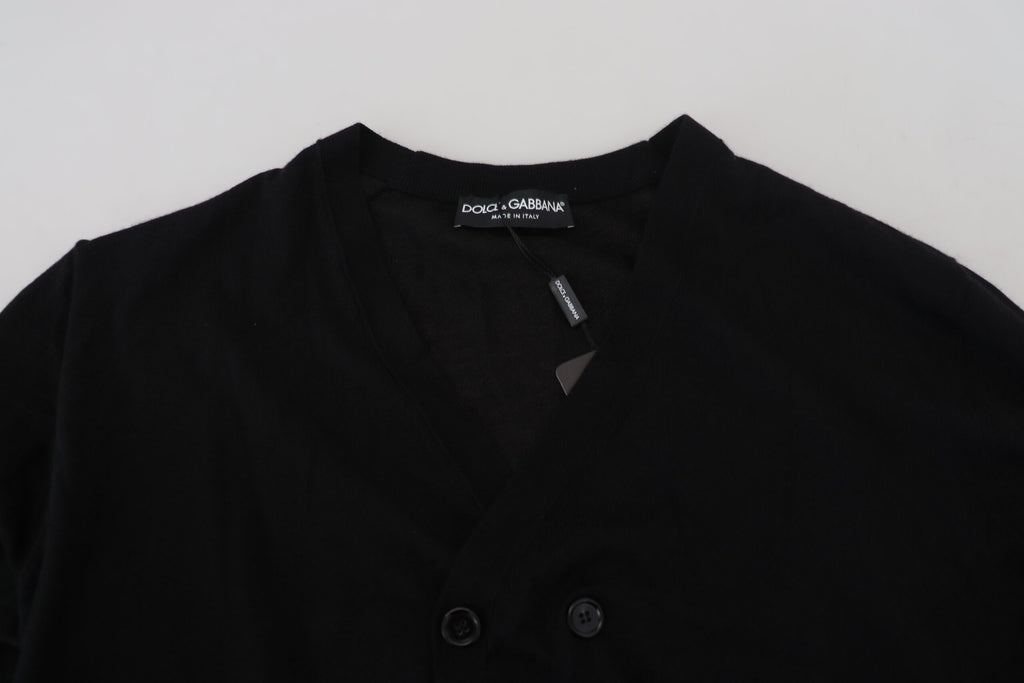 Dolce & Gabbana Black Cashmere Button Down Cardigan Sweater - Zeiniez