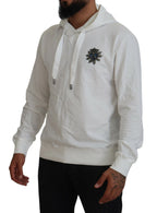 Dolce & Gabbana White Cotton Hooded Sweatshirt Logo Sweater - Zeiniez
