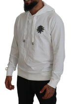 Dolce & Gabbana White Cotton Hooded Sweatshirt Logo Sweater - Zeiniez